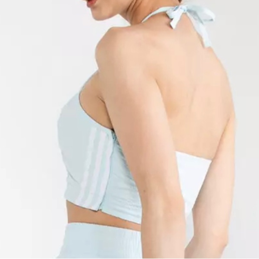 Adidas Poplin Baby Blue Halter Crop Tank Women’s XS - Picture 2 of 8